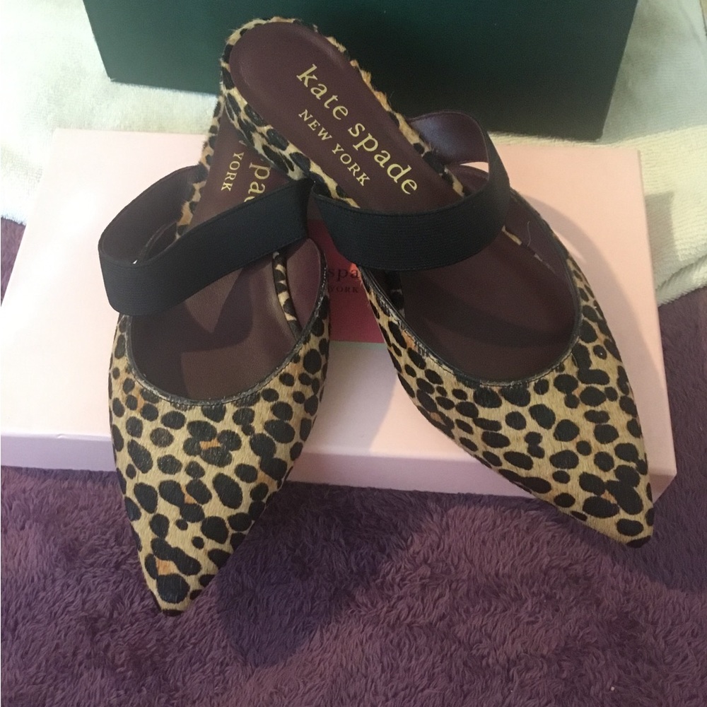 NWT Kate Spade New York “ Marielle”Haircalf Leopard Women’s Mules - 10m